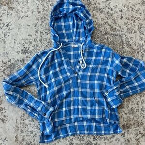 Hollister Blue Plaid Hoodie